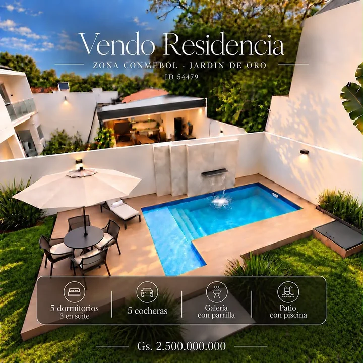 Residencia moderna de 5 dormitorios en zona Conmebol, Luque